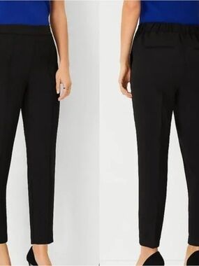 Ann Taylor Black Cropped Ankle Pants Linen Blend Ash Black Relax Spring Pull on